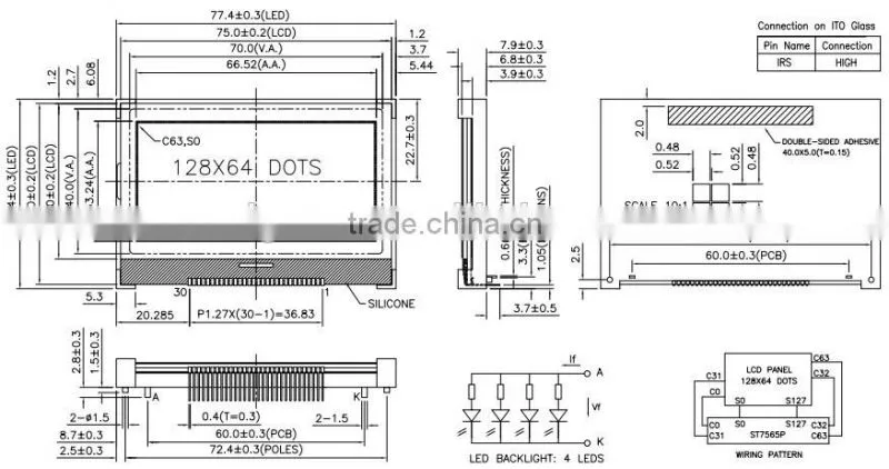 12864 COG PIN LCD