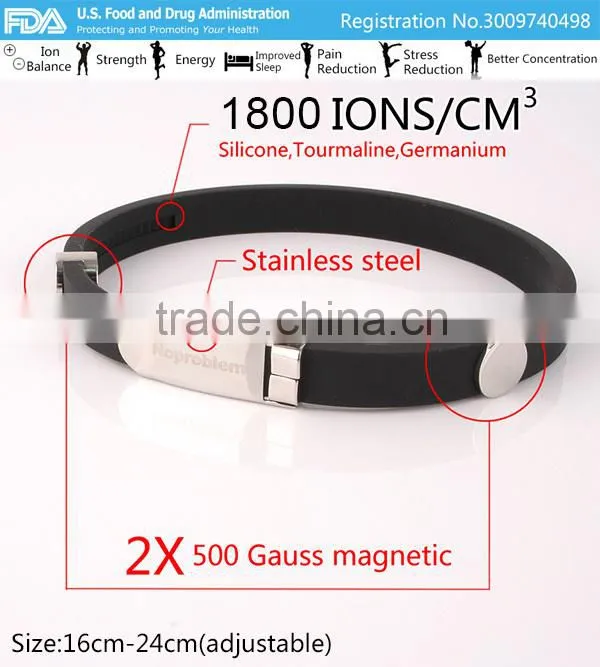 Noproblem P023 germanium tourmaline power elastic stainless steel bracelet