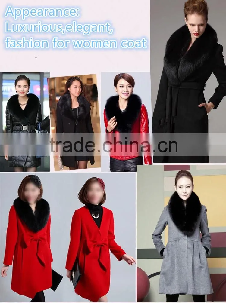 Big Genuine Detachable Black Fox Fur Shawl Collar for Women Leather Jacket