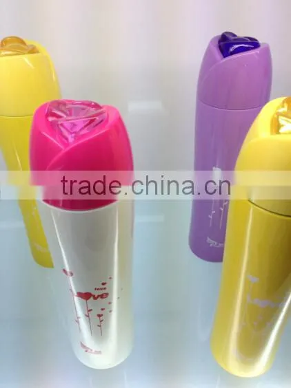 2014 Popular lady flask stainless steel lovely rose style elegant vacuum bottle slim unique design thermos girls favourtie