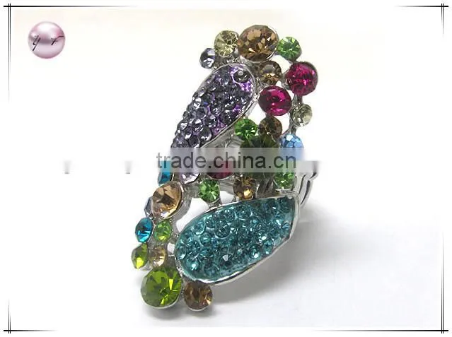 Crystal art deco long finger stretch ring