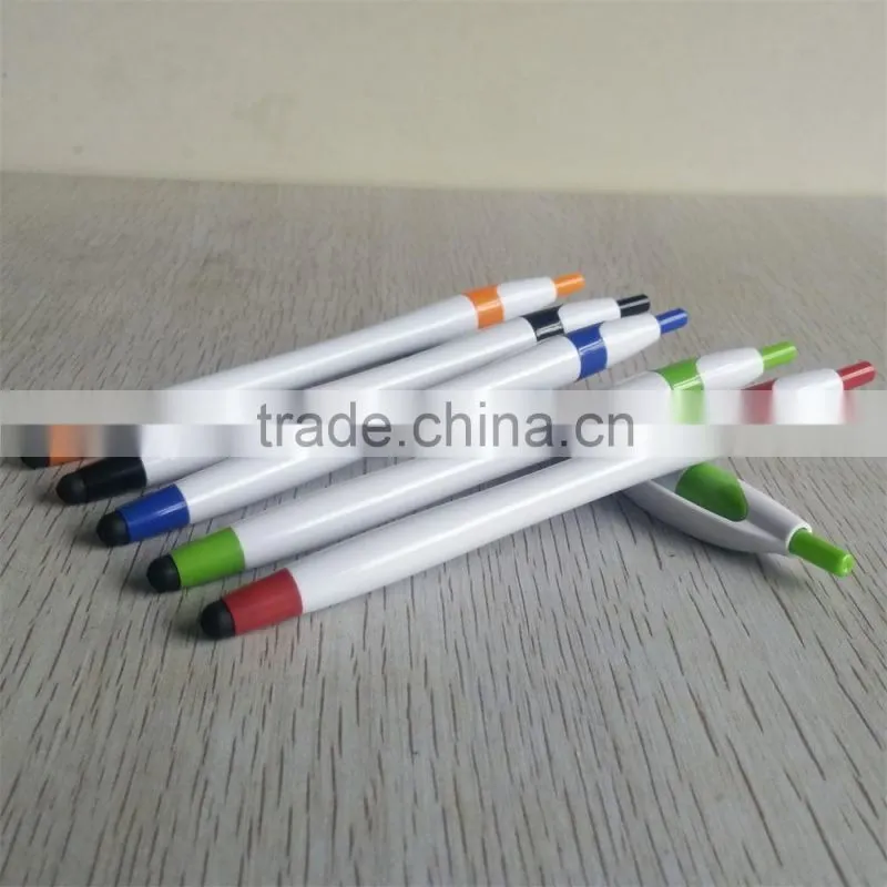 White barrel promotional ballpen with stylus touch