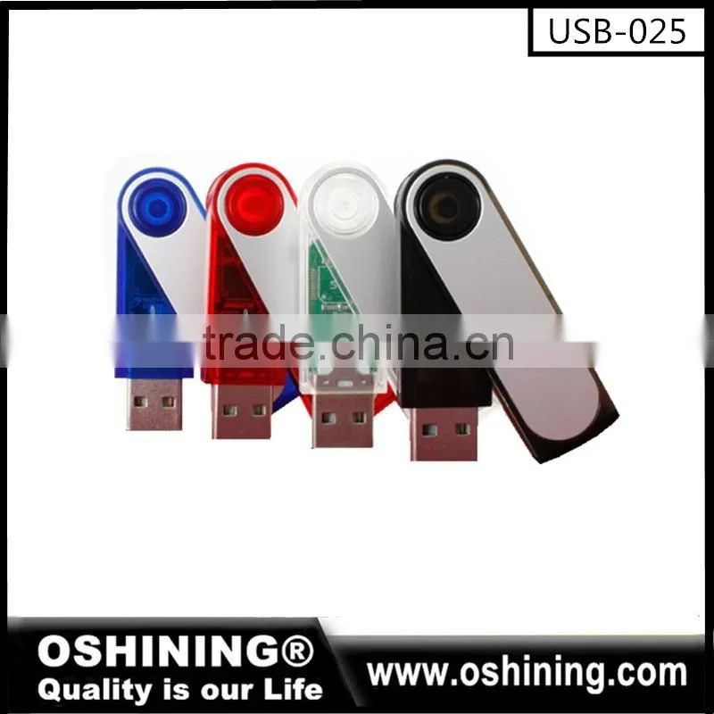 Promotion Plastic mini 2.0 stock usb swivel stick custom logo usb flash drive 8gb (USB-070)