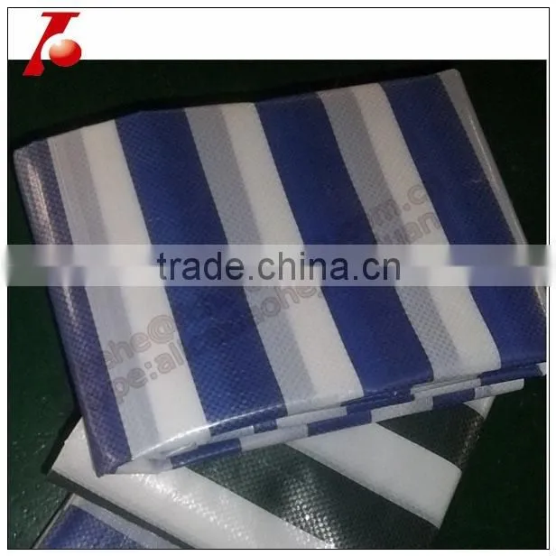 black and white striped color new material pe tarpaulin sheeting 12'ftx15ft