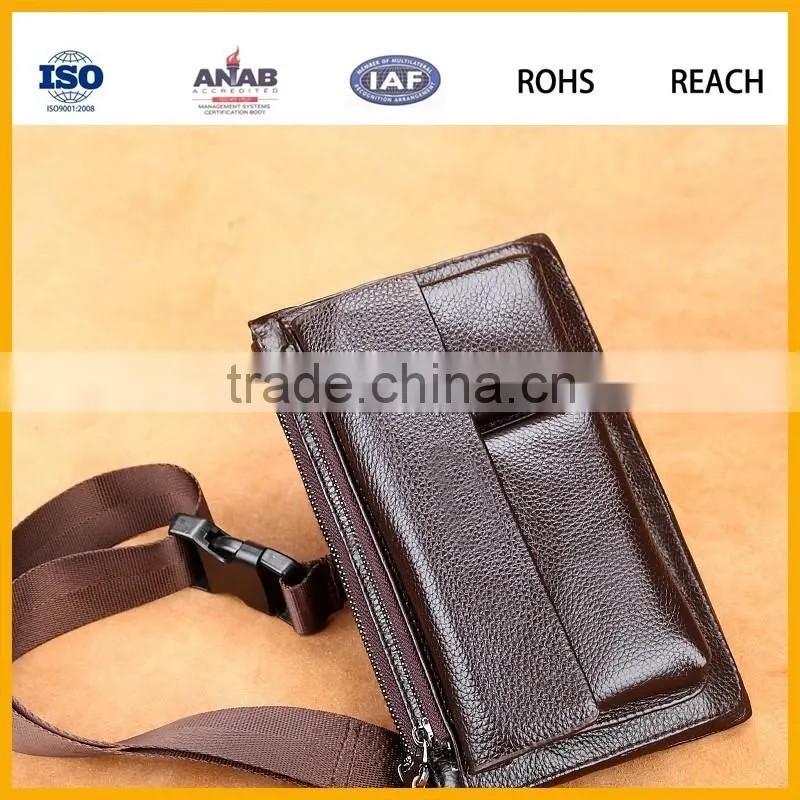 Western Fashion Men and women PU Small Waist Bag with Zipper and Mobile Phone Compartment