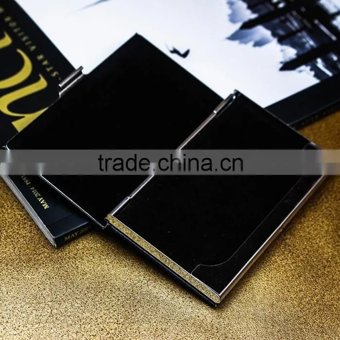 Brown anti RFID credit PU leather card case also for name card with embossing LOGO