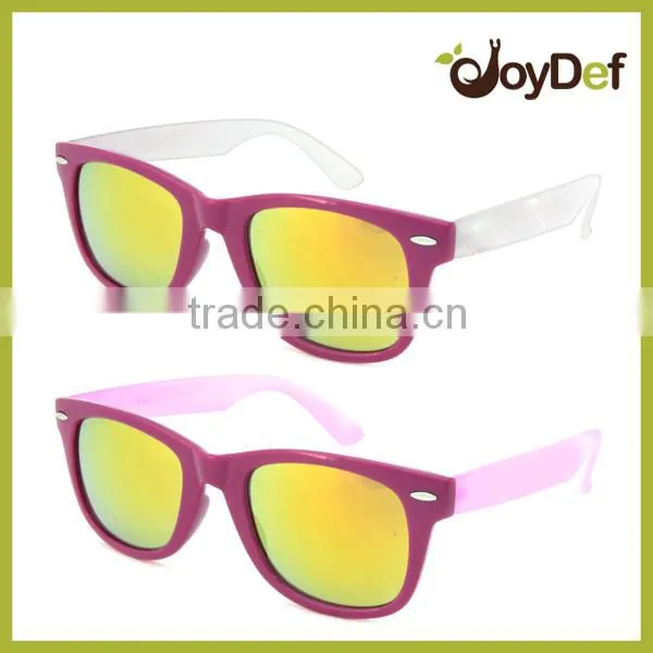 newest arrival neon color UV400 mirrored lens rubbized sunglasses for promo
