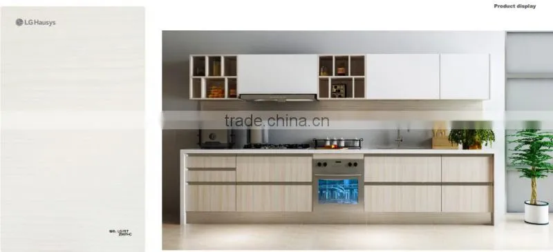 PET MDF kitchen cabinet doors with edge banding and handle