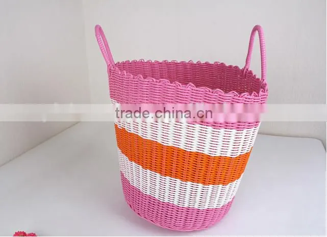 soft cheap crochet Polyester PP straw basket laundry woven basket