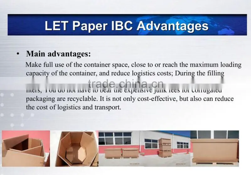1000L heat resisting carton paper IBC container for bitumen