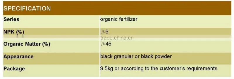 High Quality Organic Fertilizer With 45% Organic Matter(granluar or powder)