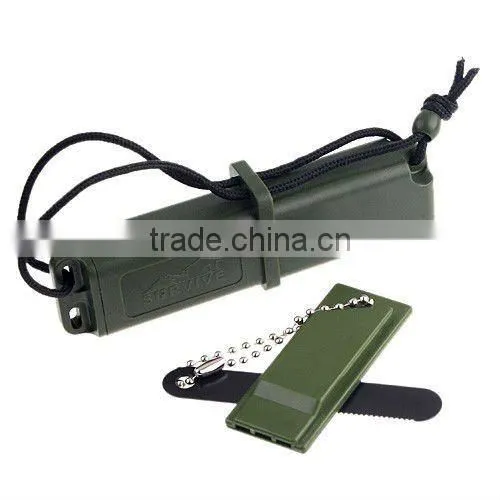 Green Outdoor Survival Dagger Flint Stone Fire Maker With Whistle