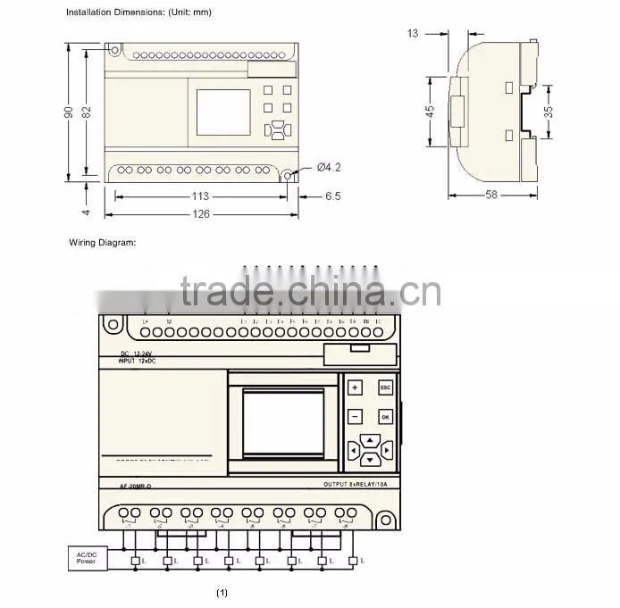 AF-20MR-D DC power supply 6 point DC input (analog) 4 point relay output Micro PLC mini plc programmable logic controller PLC