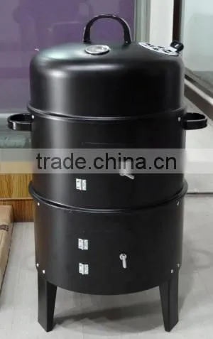 black steel 3-in-1 BBQ smoker