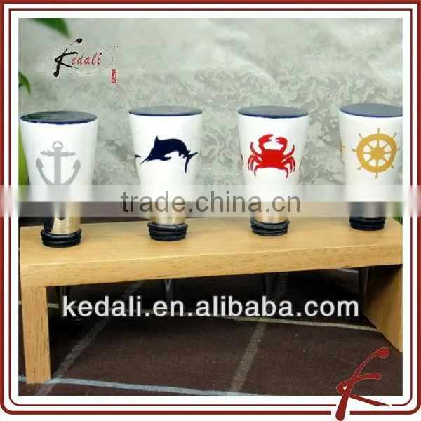 ceramic wine plug set of 4 with decoration
