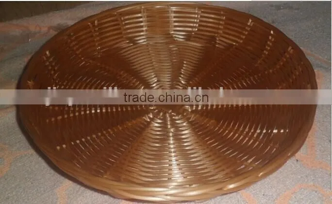 wholesale round flat plastic rattan basket pp basket for fruit plastic bread basket