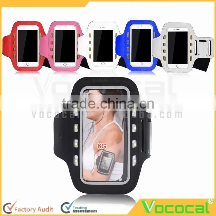 Sport Running Cycling Jogging Armband Arm Band Case Cover Skin with Key Holder and LED Light for iPhone 6 / 6S