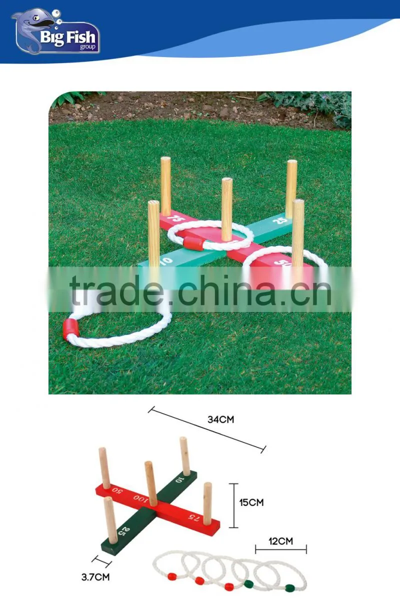 GARDEN WOODEN QUOIT RING TOSS SET GAME
