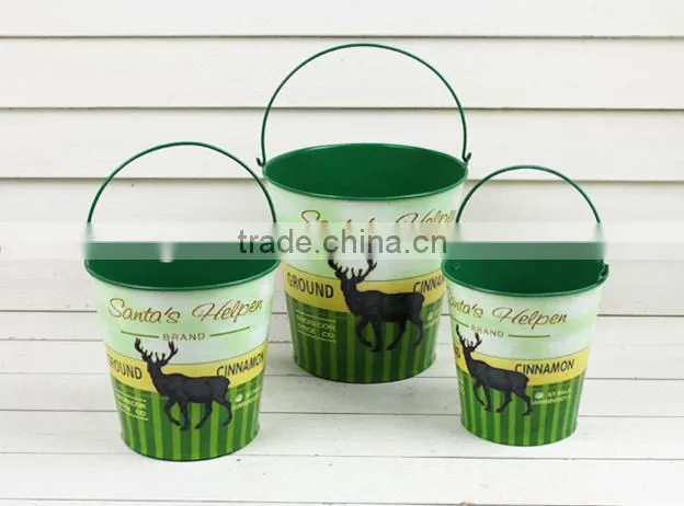 2016 hot selling sets 3 Christmas deer metal buckets