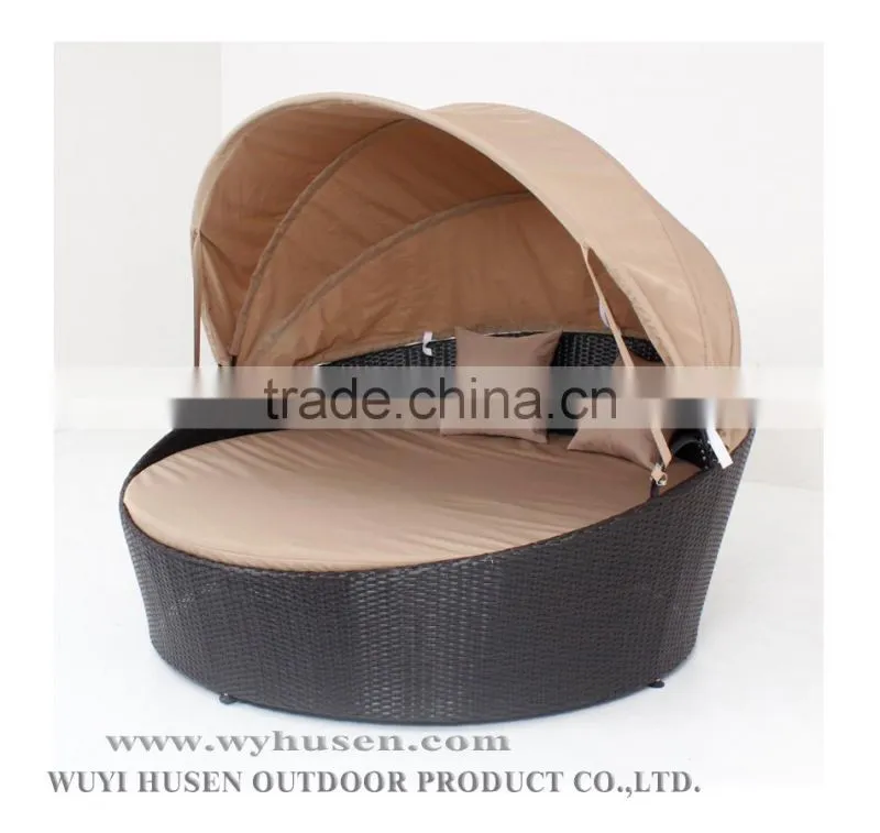 rattan furniture round lounge rattan daybed with shade cover