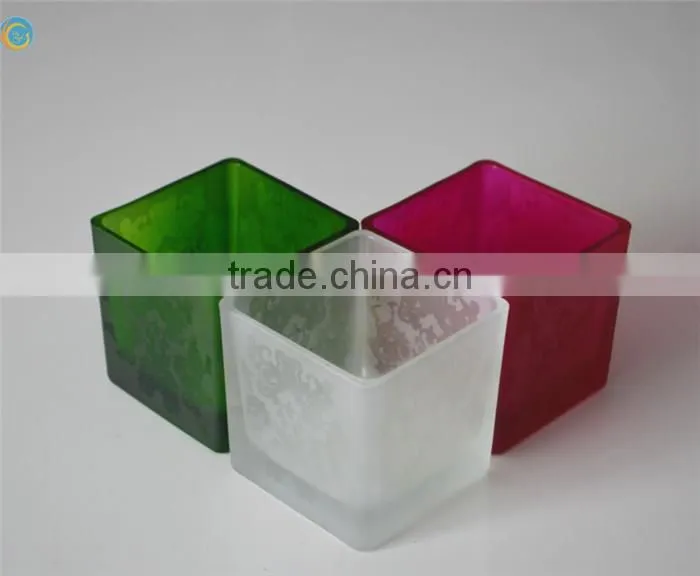 cheap square glass candleholder for wax