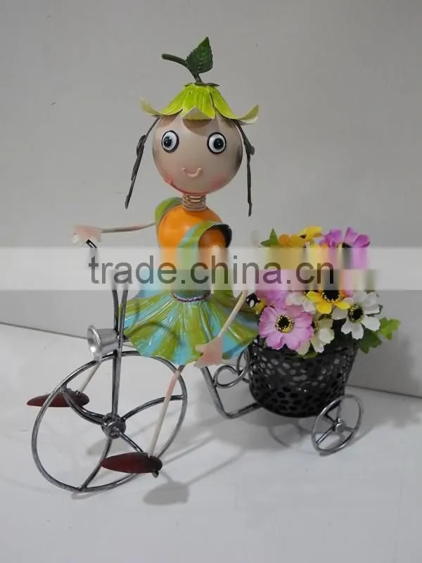 YS13287 Garden girl metal bicycle decoration made in Xiamen