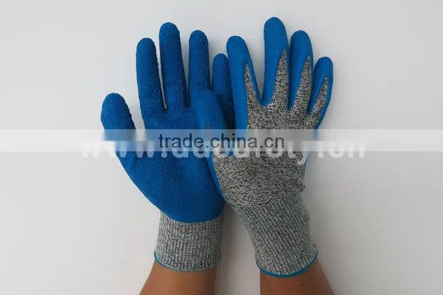 DDSAFETY 2017 Blue Latex Crinkle Coated Cut Resistance Glove