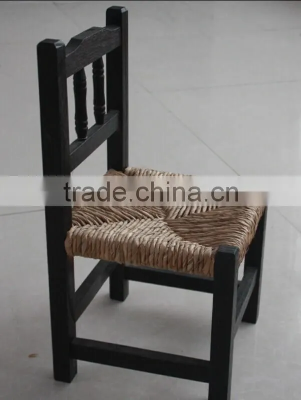 solid wood children chair with ratten cushion