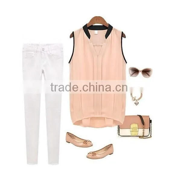 EXCLUSIVE Woman Blouses Sexy Sleeveless Chiffon Plus Size Ladies Blouses Casual Tops Clothing 2015 New Summer White Black