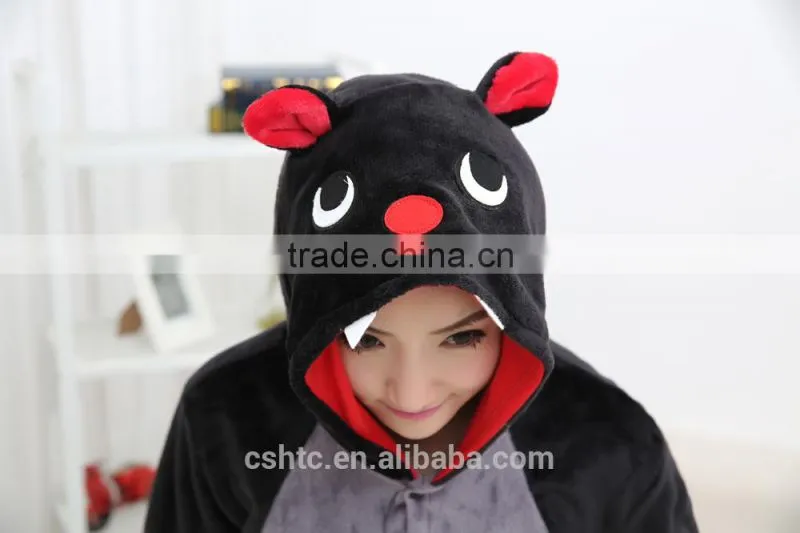 flannel cartoon adult animal jumpsuit animal pajamas jumpsuit bat design