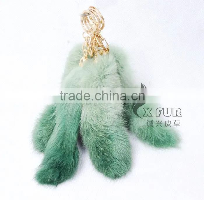 CX-R-39C Wholesale Dip Dyed Genuine Rabbit Fur Keychain