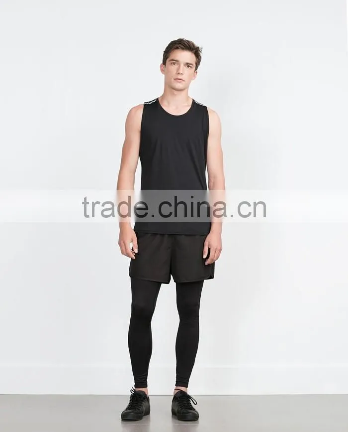 Black custom mens gym tank top wholesale