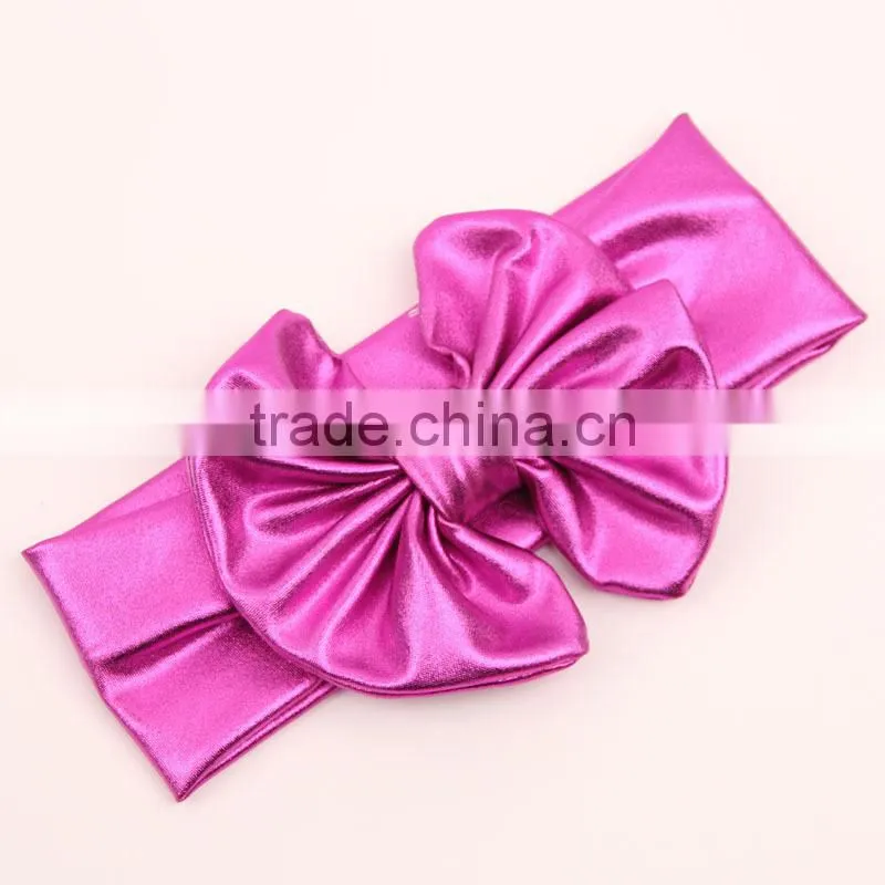 Cool baby girls metal color headband 2017 newborn kids elastic cotton hair band bows hair accessories
