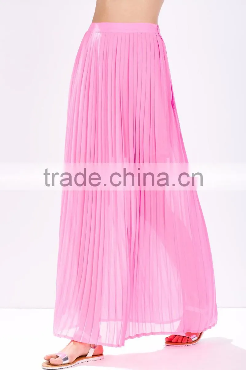 2015 Hot sale pleated skirts design elegant long maxi skirt for women
