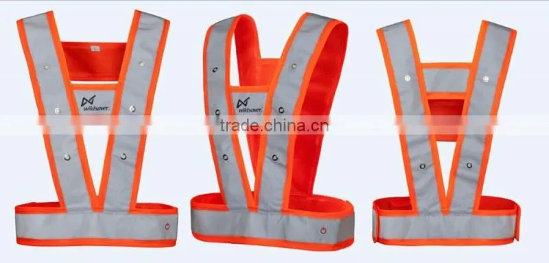 police worker hi visibility led warning lighted safety vest