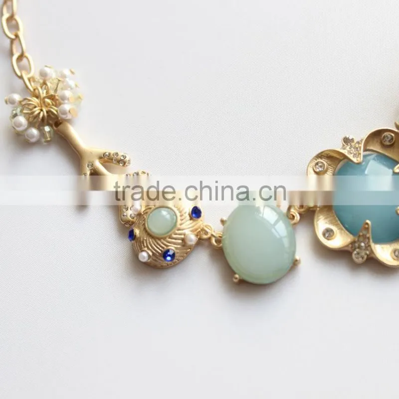 Alibaba Wholesale 2014 fashion tranquil blues dramatic Statement Necklace