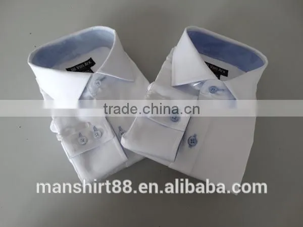 boy's white oxford long sleeve contrast collar and placket spread collar shirt