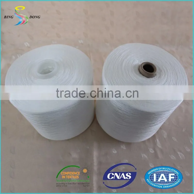 Ne 60/2 60/3 bright raw white ring spun polyester yarn