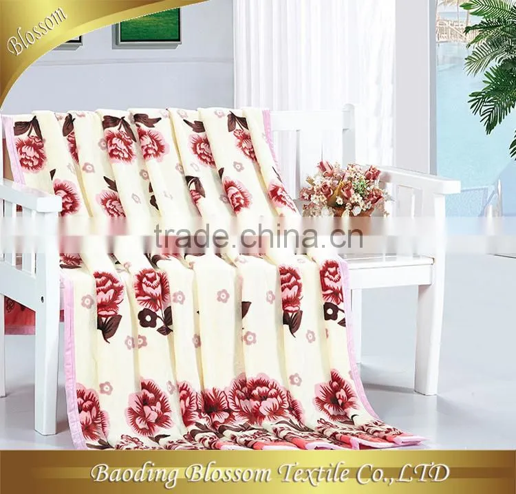 Polyester Microfiber Blanket HRM Bedding Set Peony Floral Printing Bedding Blanket Set China Fashion Vintage Quilt