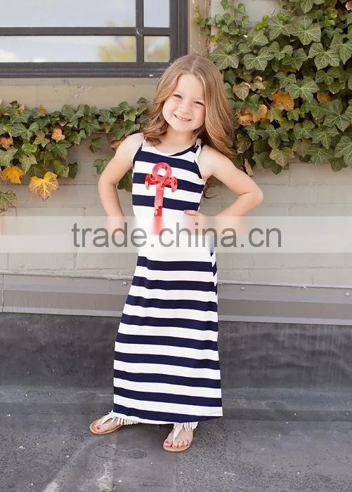 lady dress Cotton Spandex White and Black Striped Mommy Baby Maxi Dress