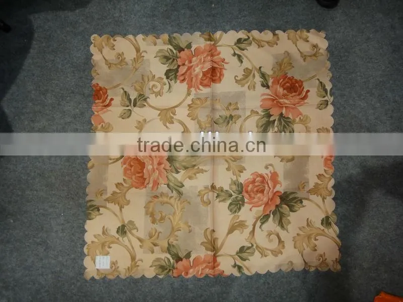 printed beautiful flower scallop edge table cloth