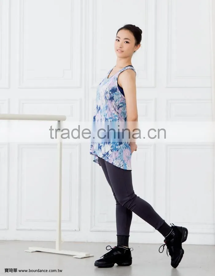 Women asymmetrical pattern racerback tank tops
