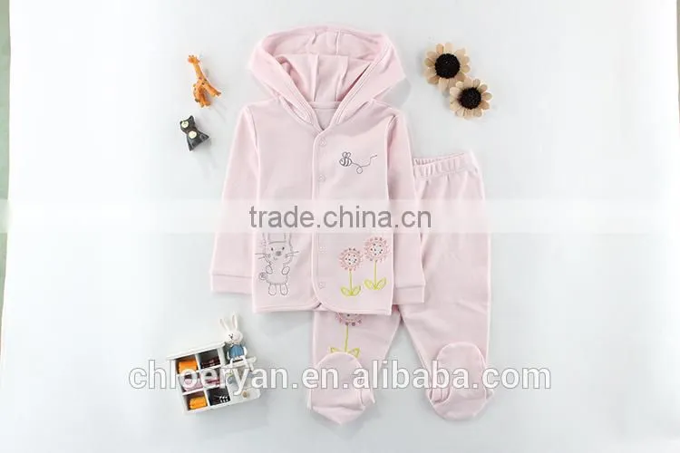 100% cotton long sleeve clothes baby girl sleep pink infant wear