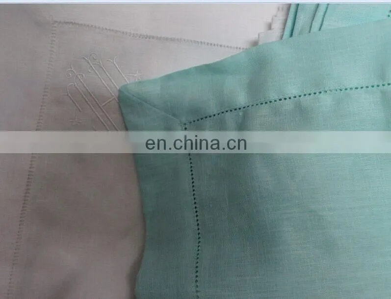 dyeing colors linen napkin in turquoise/blush/taupe color
