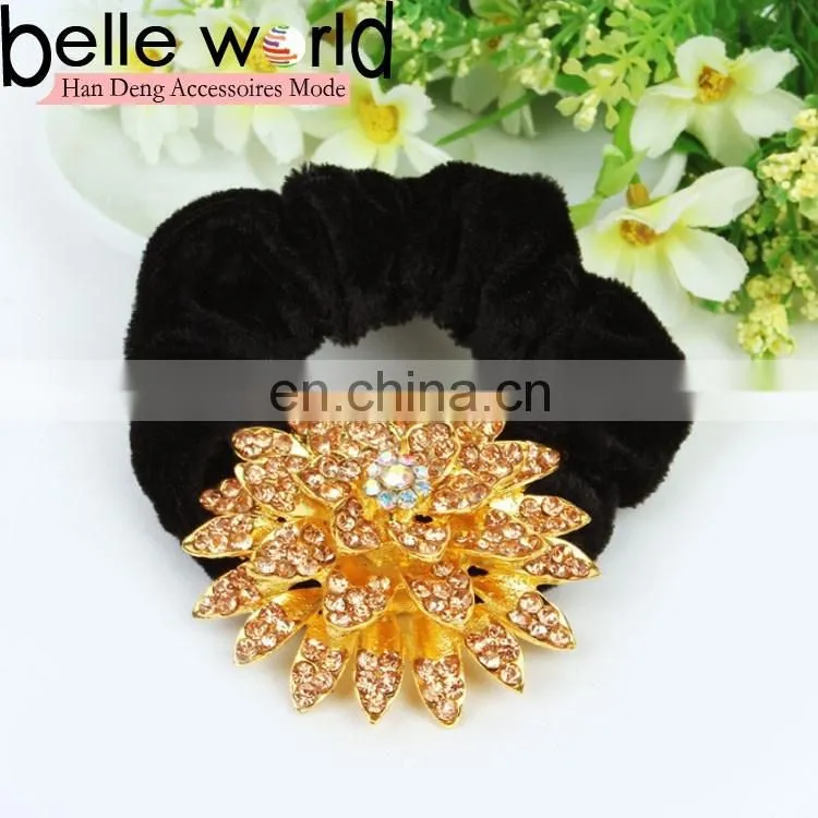 New Customizable Rhinestone Flower Scrunchy for Women