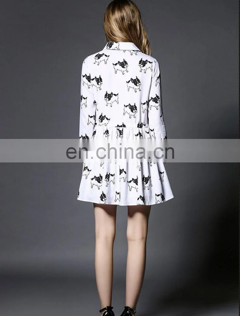 Factory price polo neck dress with draw string waist China dress manufacturer