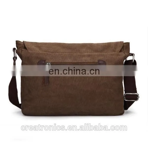 CR on time delivery guaranteed 2016 latest fashion men's canvas shoulder bag brown vintage messenger bags