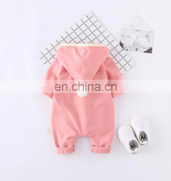 Wholesale Long Sleeve Solid Color Zipper Hoodie Autumn Winter Baby Romper