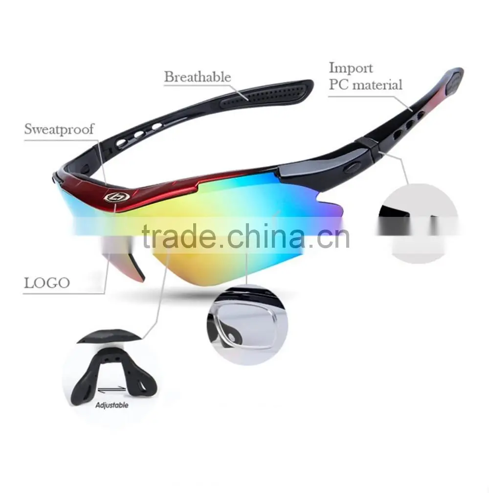 Polarized Sports Sunglasses with 5 Interchangeable Lenses for Men Women Cycling Running Glasses
