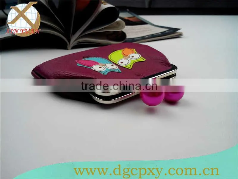 yellow pearl kiss lock metal frame PU bags for children